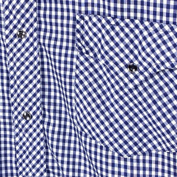 VTG 70s Dickson Jenkins Pearl Snap Western Shirt Mens 16/36 (M) Blue Gingham USA - Picture 3 of 10
